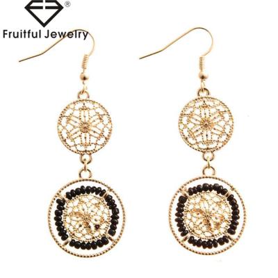 China Hollow Gold- New Pattern Fashion Bohemian Stylish kc CLASSIC with Acrylic Colorful Beads Women Earring Wholesale Wire for sale