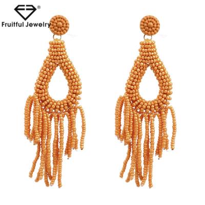 China CLASSIC New Arrivals Boho Bead Handmade Tassel Beaded Earrings Drop Statement for sale