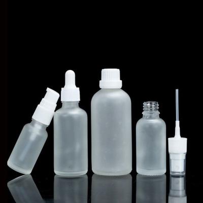 China Luxury Cosmetic Wholesale Frost Glass Pipette 10ml 15ml 20ml 30ml 50ml 100ml Cosmetic Dropper Bottle for sale