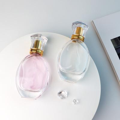 China 50ml Portable Cosmetic Round Sub-pack Transparent Glass Perfume Bottle for sale