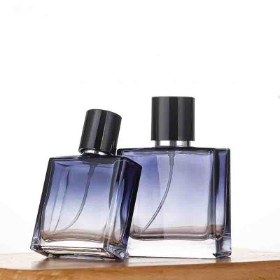 China 30ml 50ml Cosmetic Perfume Blue Atomizer Sprayer Glass Luxury Perfume Bottle for sale