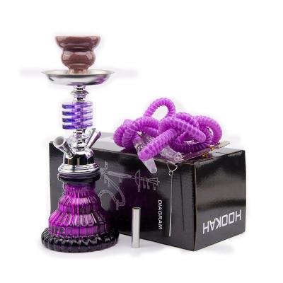 China Glass Crystal Wave Bottle Flower Purple Violet Color Portable Small 2 Hose Shisha Hookah Plastic Glass German Set for sale