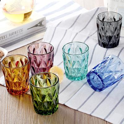 China Wholesale Vintage Colored Decorative Colored Embossed Crystal Glassware Hotel Use for sale