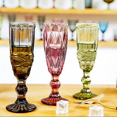 China Vintage Stemware 150ml Drinking Cup Tumbler Retro Stained Glass Ware Custom Colored Unique Champagne Glasses For Wedding And Restaurant for sale