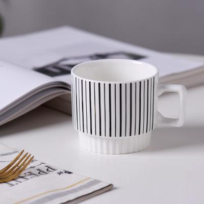 China Hot Viable Nordic Blue Luxury Modern Nordic Style Geometric Pattern Ceramic Porcelain For Tea Milk Coffee Mug for sale