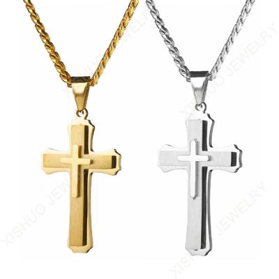 China XISHUO Vintage Simple Design Vintage Cross Stainless Steel Pendant Necklace for sale