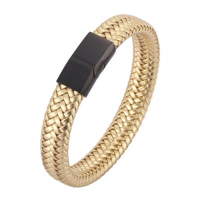 China FASHIONABLE Yellow Natural Color Mirror Finish XISHUO 316 Stainless Steel Braided Rope Bracelet Clasp for sale