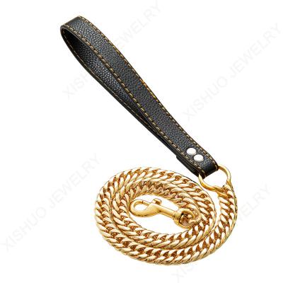 China Amazon 316L Stainless Steel 18k Gold Dog Chain Leash Pet Product Dog Harness Reflective Hot Selling Custom Made Rope for sale