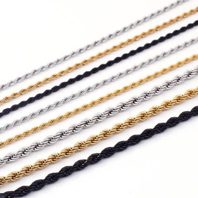 China FASHIONABLE XISHUO 316L Stainless Steel 2.4mm 3.9mm Twisted Link Chain Rope Chain Choker Necklace for sale