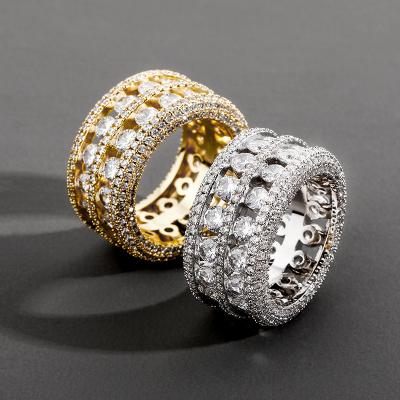 China Amazon Hip Hop Rings 18K Gold Plated Ring Iced Out Zircon Rings Amazon Hip Hop Jewelry Popular Wholesale Hot Sale Men's Rings FASHIONABLE Personality for sale