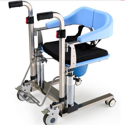 China 304 Stainless Steel Healthcare Transfer Wheelchair Commode Double Hydraulic Wheelchair Lift for sale