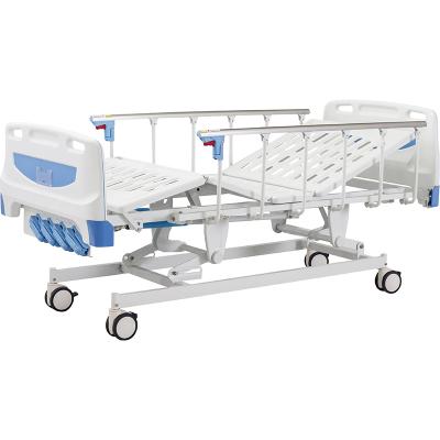 China Hospital Bed Care Supplies Manual Four Multifunctional Medical Cranks ICU Triple Function Hydraulic Hospital Bed for sale