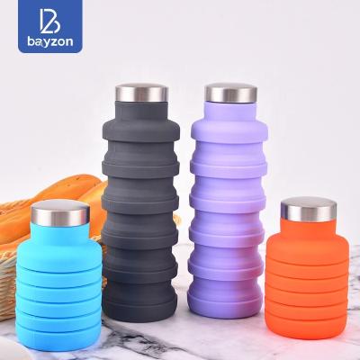 China Collapsilbe Collapsilbe Viable Silicone Collapsible Water Bottle 500ml /16oz BPA Free for sale