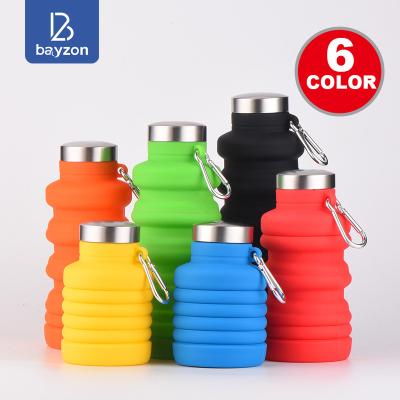 China Eco Friendly Silicone Viable BPA Free Collapsible Water Bottle Smart Cold Bike Drinking Collapsible Sports 500ml for sale