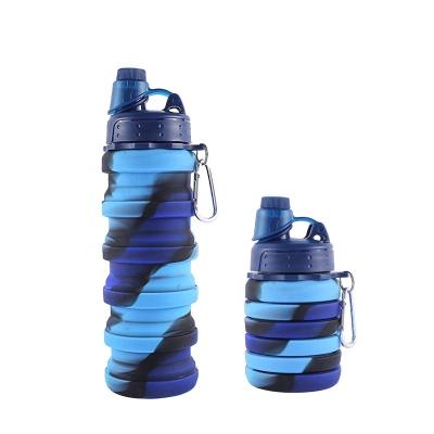 China Rainbow BPA Viable Reusable Collapsible Free Silicone Water Bottle Silicone Sports Collapsible Water Bottles For Travel Camping for sale