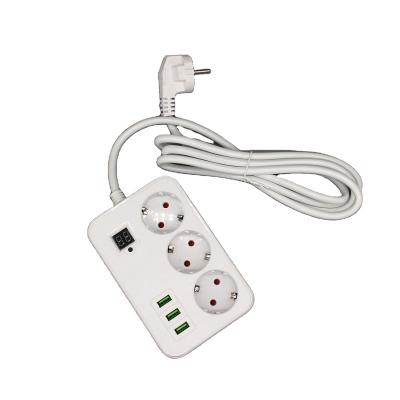 China Universal 3 Power Charging EU Extension Plug Residential / General Purpose Usb Socket for sale