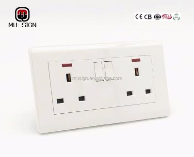 China Residential / General Purpose Double Wall Switch Socket 13A Africa for sale