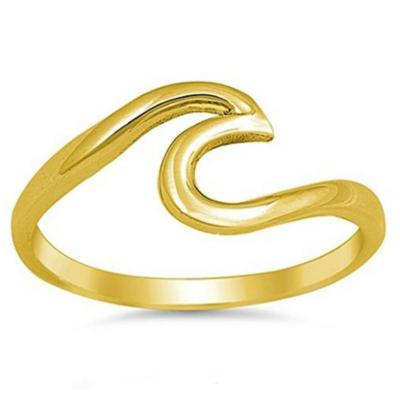 China FASHIONABLE Titanium Simple Wave Stainless Steel Copper Gold Plated Wedding Ring Ring Hot Selling Simple Irregular Gold Wave for sale