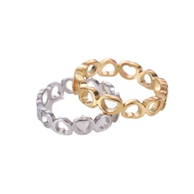 China Trendy Fashion Jewelry Heart Ring For Women Fashion Design Hollow Laser Cutting Stainless Steel Ring for sale