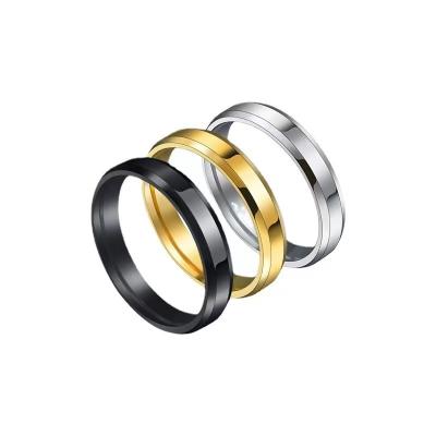 China Wedding 6mm Popular Simple TRENDY Ring Titanium Steel Fashion Jewelry 4mm Stainless Steel Couples Rings for sale