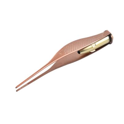 China Personal Care Wholesale High Quality Pink Stainless Steel Tweezers With Led Lightweight Portable Ear Scoop for sale