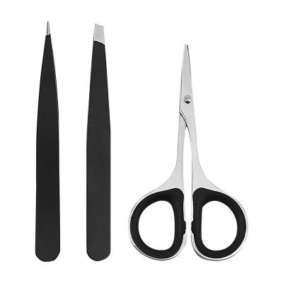 China Beginner Eco-friendly Black Scissors Set Professional Full Makeup Tools Men's Ladies Eyebrow Trimmer for sale