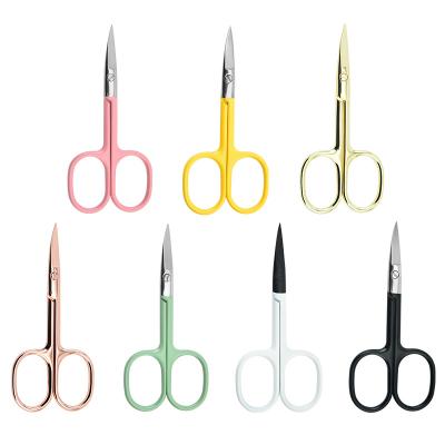 China Stainless Steel Mini Scissors Curved Sharp Blade Eco-friendly Multicolor Handle Mini Scissors for sale