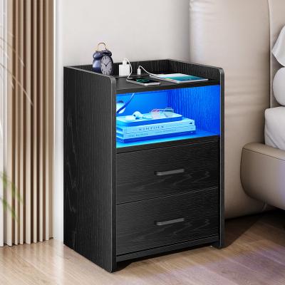 China Home vanity vanity table LED lights nightstand smart AC and USB power sockets furniture bedside table set factory made for sale