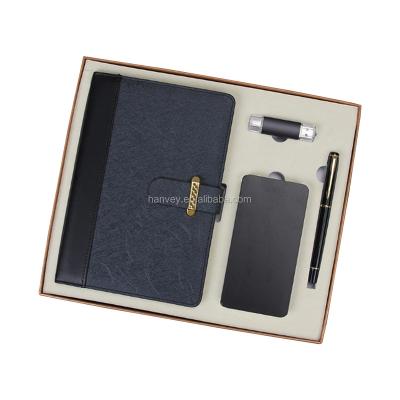 China Business gift factory price wholesale promotion luxury custom made A5 notebook,pen,power bank and usb drive instant business gift corporate set for sale