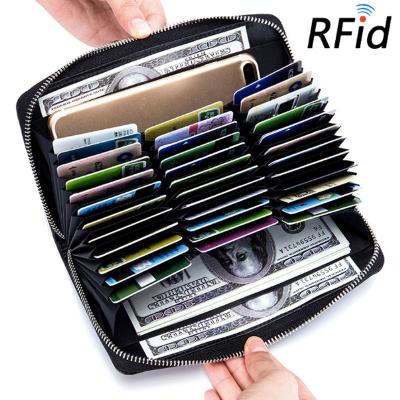 China RFID Blocking Protect Hot ID Credit Card Holder RFID Blocking Billetera Para mujer hombre,Wallet Women Man Genuine Leather Custom Leather for sale