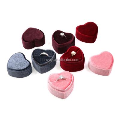 China Handmade Custom Romantic Luxury Gift Heart Earrings Velvet Jewelry Packaging Box With Logo And Bag Pouch For Ring Necklace Jewelry for sale