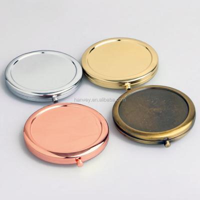 China Factory price promotion gift 70mm gold stainless steel gold stainless steel cosmetic makeup mirror pocket double sided custom sublimation pocket for sale