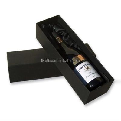 China Handmade Elegant Customized Logo Black Wine Bottle Cardboard Box With Black Satin for sale