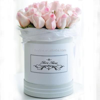 China Handmade Cardboard Paper Tube Rose Packaging Custom Printing White Round Box For Flowers for sale