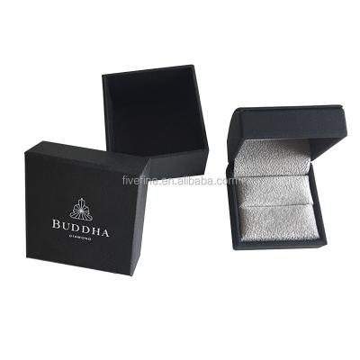 China Gift & High End Black Craft Small Jewelry Ring Box With Velvet Pad for sale