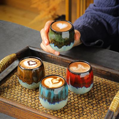 China 80ml Oven Sustainable Change Glazing Italy Style Special Espresso Cup Ceramic Coffe Porcelain Coffee Mugs for sale