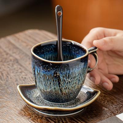 China 200ml Viable Personalized Handmade Espresso Cup Vintage Fine Bone China Cups Ceramic Coffee Tea Cup And Saucer Set for sale