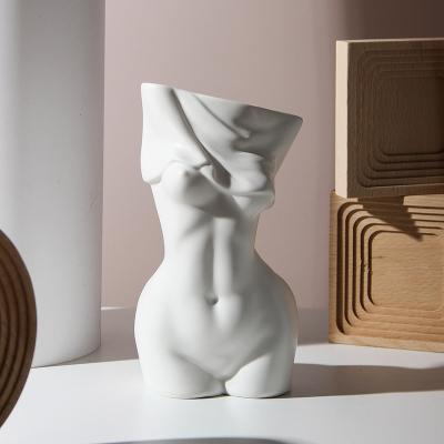 China Modern Minimalist Nordic Ceramic Home Craft Vase Vase Flower Decoration Women Office Room Female Body Vase Ornaments for sale