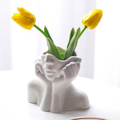 China Modern Nordic Women's Body Shape Creative Flower Arrangement Art Home Living Room Ceramic Vase Flower Ware for sale