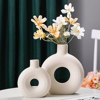 China Nordic Modern Minimalist Ceramic Vase Wedding Decoration Table Centerpiece Flower Vase Geometric Vases For Home Decor for sale