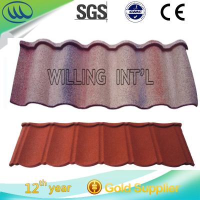 China Good Price Hot Sale Colorful Stone Gloss Coated Metal Roofing Tile In Stock for sale