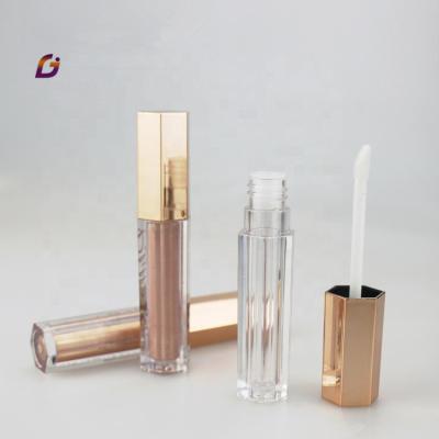 China Cosmetics Empty Single Pink Gold Lip Gloss Tube Container for sale