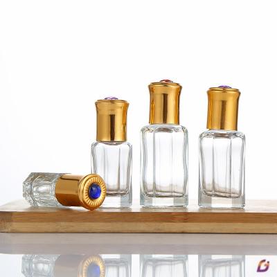 China Factory Price Cosmetic Octagon 3ml 6ml 9ml 12ml Roll On Refillable Glass Perfume Bottle for sale