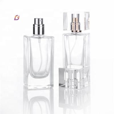 China Cosmetic Glass Alcohol Spray Cute Perfume Toner Square Bottle 30ml 50ml 100ml for sale