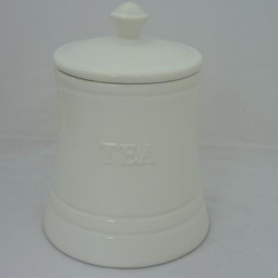 China Sustainable Of A Kind Modern Stoneware Customize Tall Shape Embossed Ceramic Cookie Jar With Air Tight Lid for sale