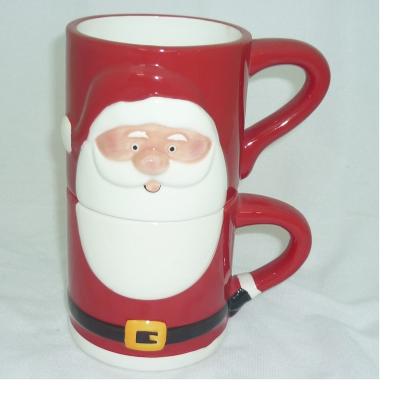 China Santa Claus Stackable Mugs Set With Ceramic Design Hand Painted Safe Popular European Style Dolomite Handle for sale