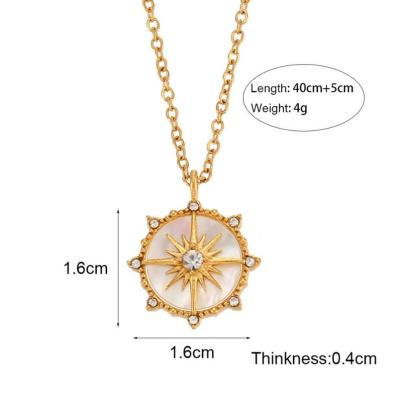 China TRENDY Brand Design Natural Shells 18k Gold Plated Disc Sun Moon Pendant Necklace Tarnish Free Stainless Steel Necklace Design Jewelry for sale