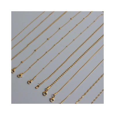 China TRENDY Clavicular Chain18K Gold Plated Stainless Steel Necklace Thick Cuban Chain Miami Snake Chain Water Wave Chain O Snake for sale