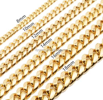 China TRENDY 316l Stainless Steel Necklace 2023 Nickel Free Cuban Link Curb Chain Pvd 18k Gold Punk Chains Stainless Steel Necklace For Men for sale