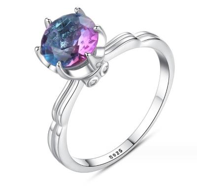 China Romantic 925 ring Silver Woman Mystic Topaz Luxury Wedding Diamond Custom Gemstone Girl multicolor ring for sale